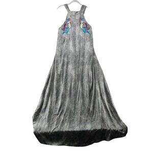 Judith‎ March Maxi Dress Embroidered Parrot Halter Sleeveless Party Resort NWTL